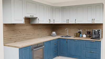 Кухня угловая Белое дерево 3Т Квадро